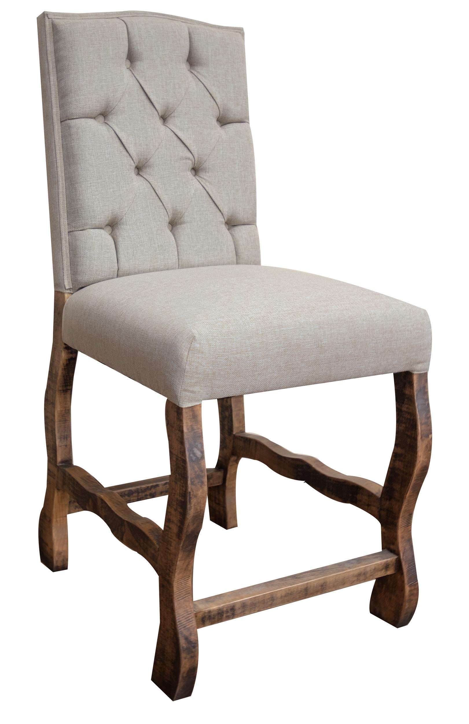 Tufted Backrest 24" Upholstered Barstool - Two Tone Light Brown