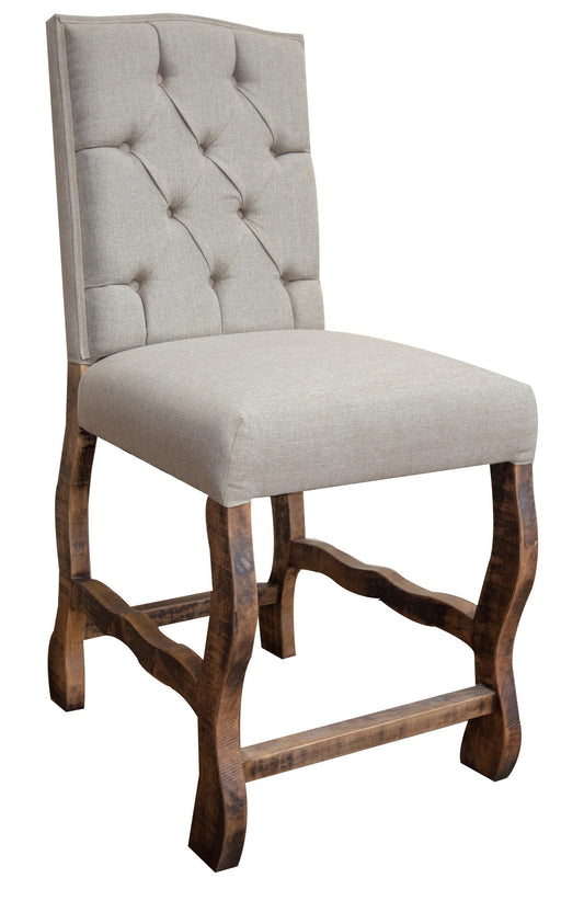 Tufted Backrest 24" Upholstered Barstool - Two Tone Light Brown
