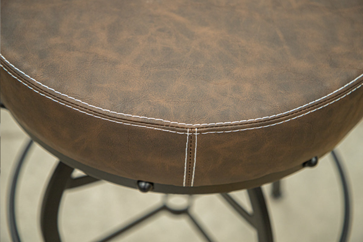 Upholstered Seat Adjustable 24-30" Swivel Iron Base Barstool - Brown