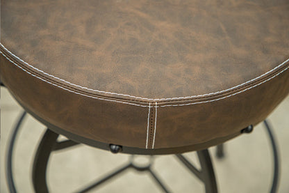 Upholstered Seat Adjustable 24-30" Swivel Iron Base Barstool - Brown