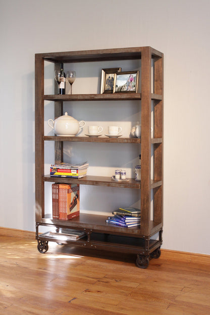 4 Shelves 70" Bookcase - Brown & Golden Undertones
