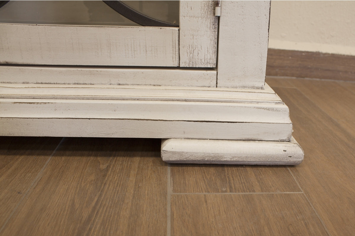 4 Glass Doors 3 Drawers Console - Ivory