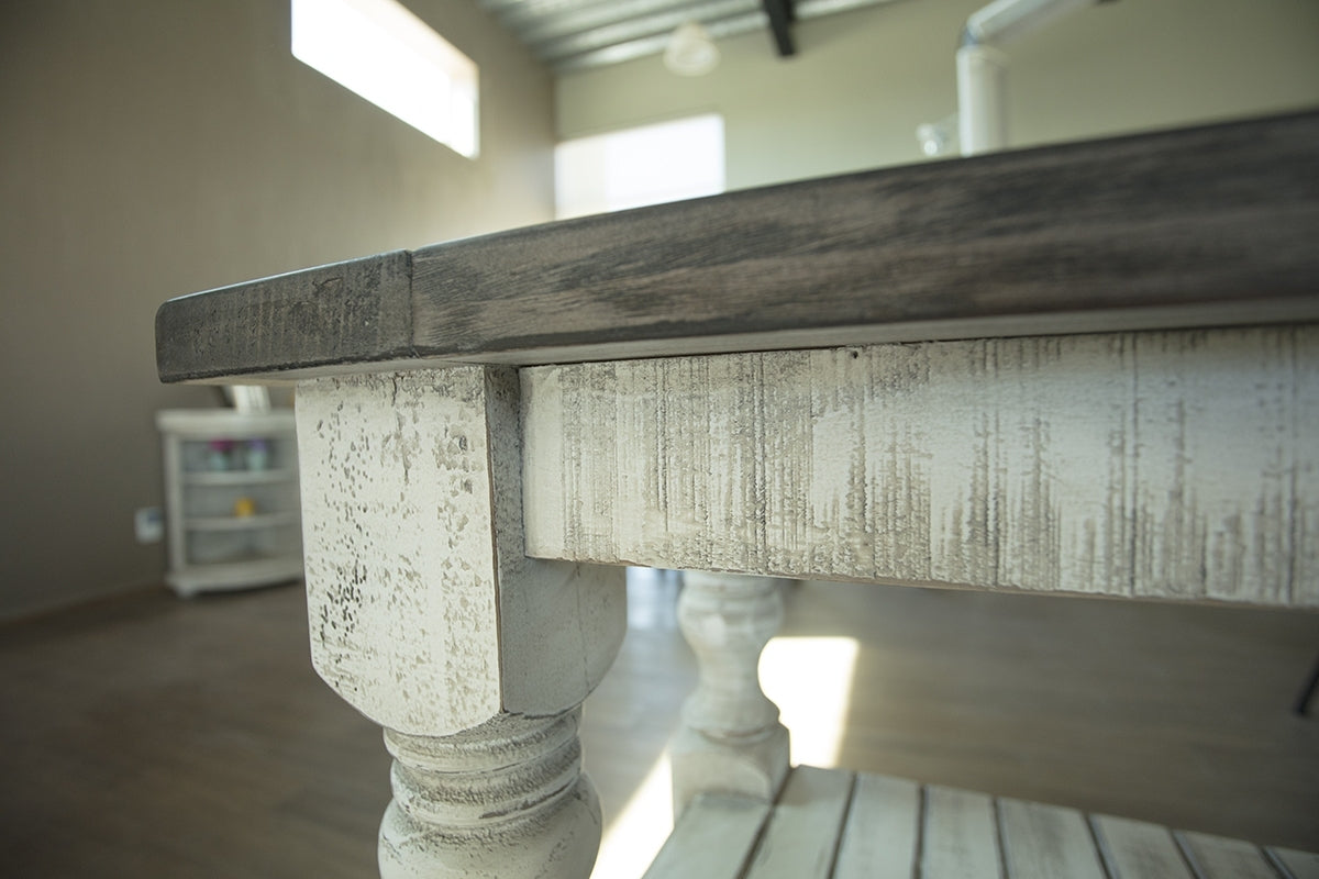 Chairside Table - Antiqued Ivory & Weathered Gray