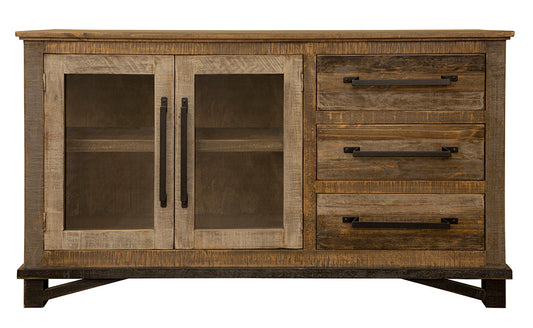 3 Drawer 2 Doors Buffet - Two Tone Gray & Brown