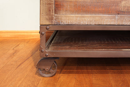 2 Drawers Lift Top Cocktail Table - Brown & Golden Undertones