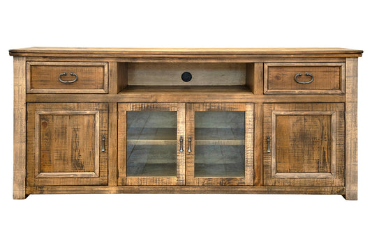 2 Drawer 4 Doors 80" TV Stand - Two Tone Light Brown