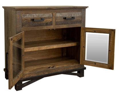 2 Drawer 2 Doors Server - Two Tone Gray & Brown