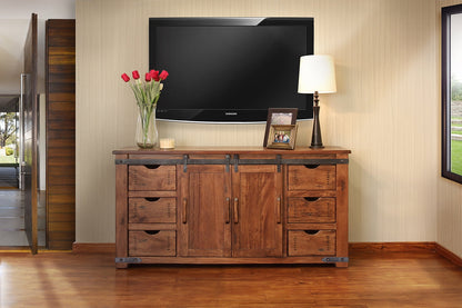 6 Drawer 2 Door 70" TV Stand - Cinnamon Brown
