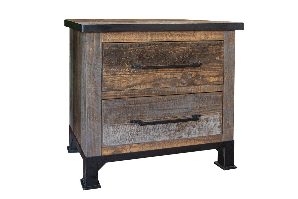 2 Drawer Nightstand - Gray & Brown