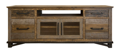 2 Drawer, 4 Doors 76" TV Stand - Two Tone Gray & Brown