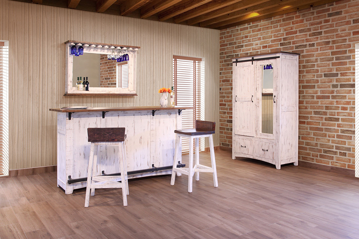 2 Drawer 2 Door Bar - Antiqued White
