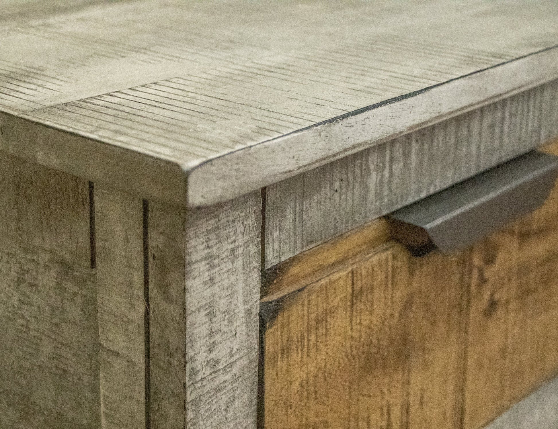3 Drawer 4 Door Console - Honey Brown & Light Gray