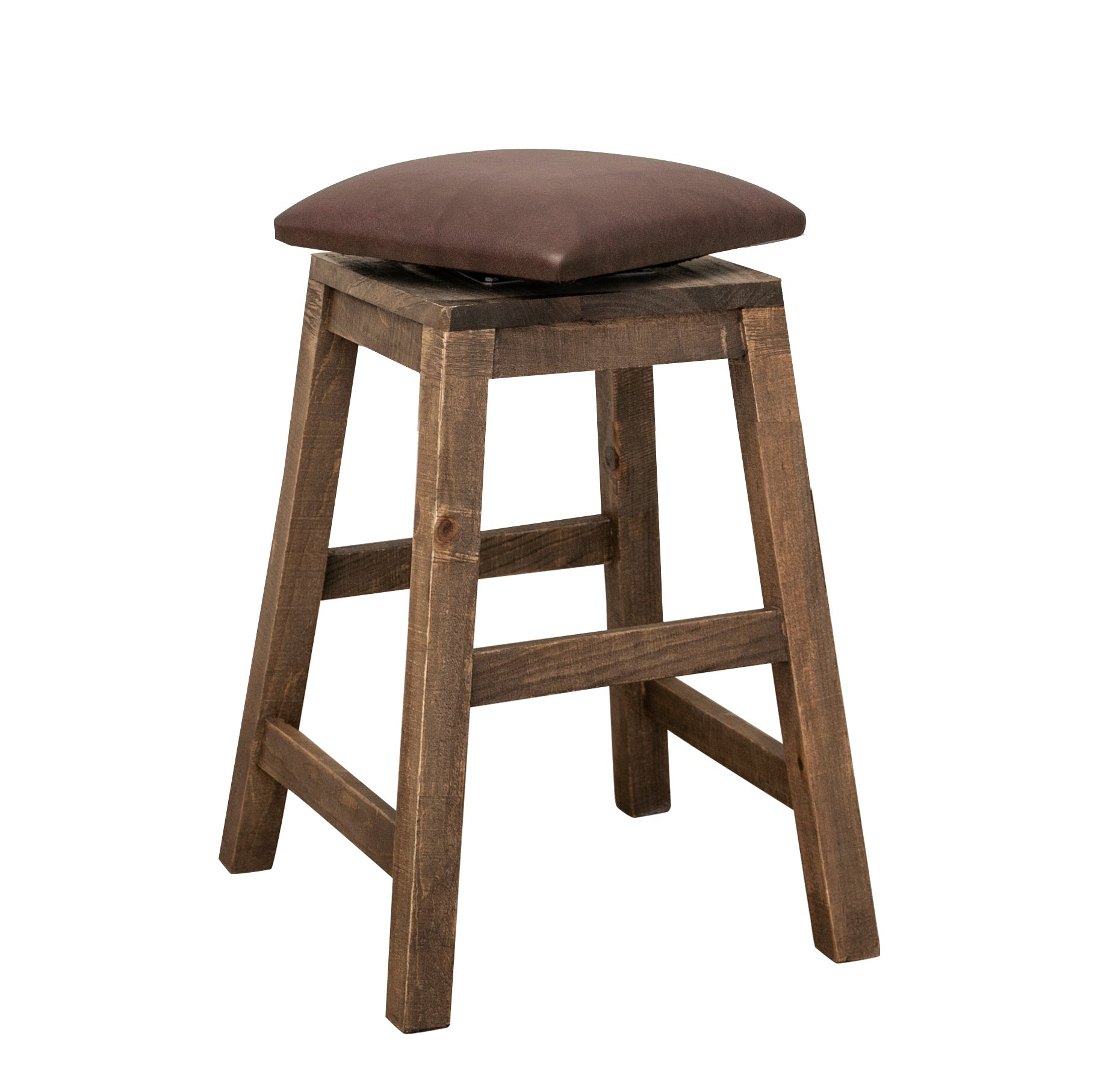 Faux Leather Seat 24" Swivel Stool - Brown