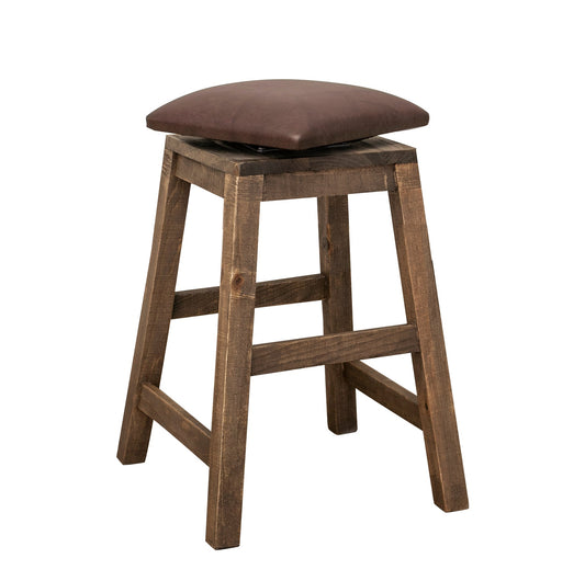 Faux Leather Seat 24" Swivel Stool - Brown