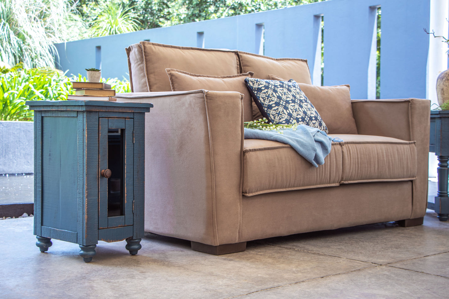 1 Door Chairside Table - Dark Blue