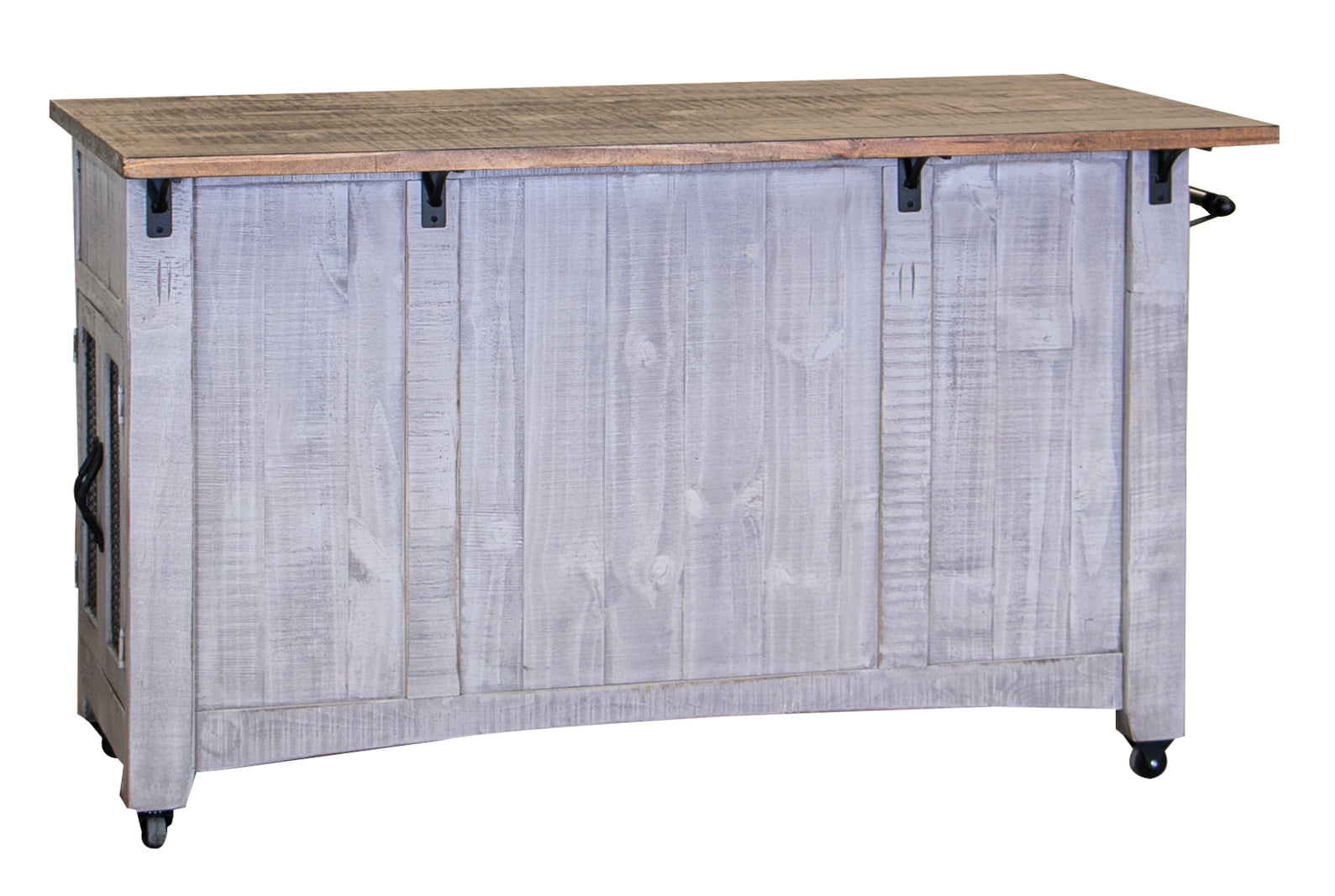 3 Drawer 6 Door Kitchen Island - Light Gray & Brown