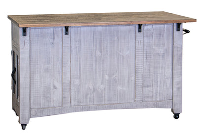 3 Drawer 6 Door Kitchen Island - Light Gray & Brown