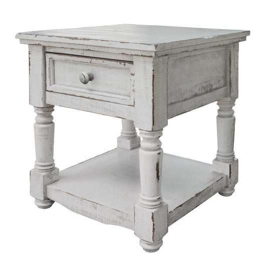 1 Drawer End Table - Antique White