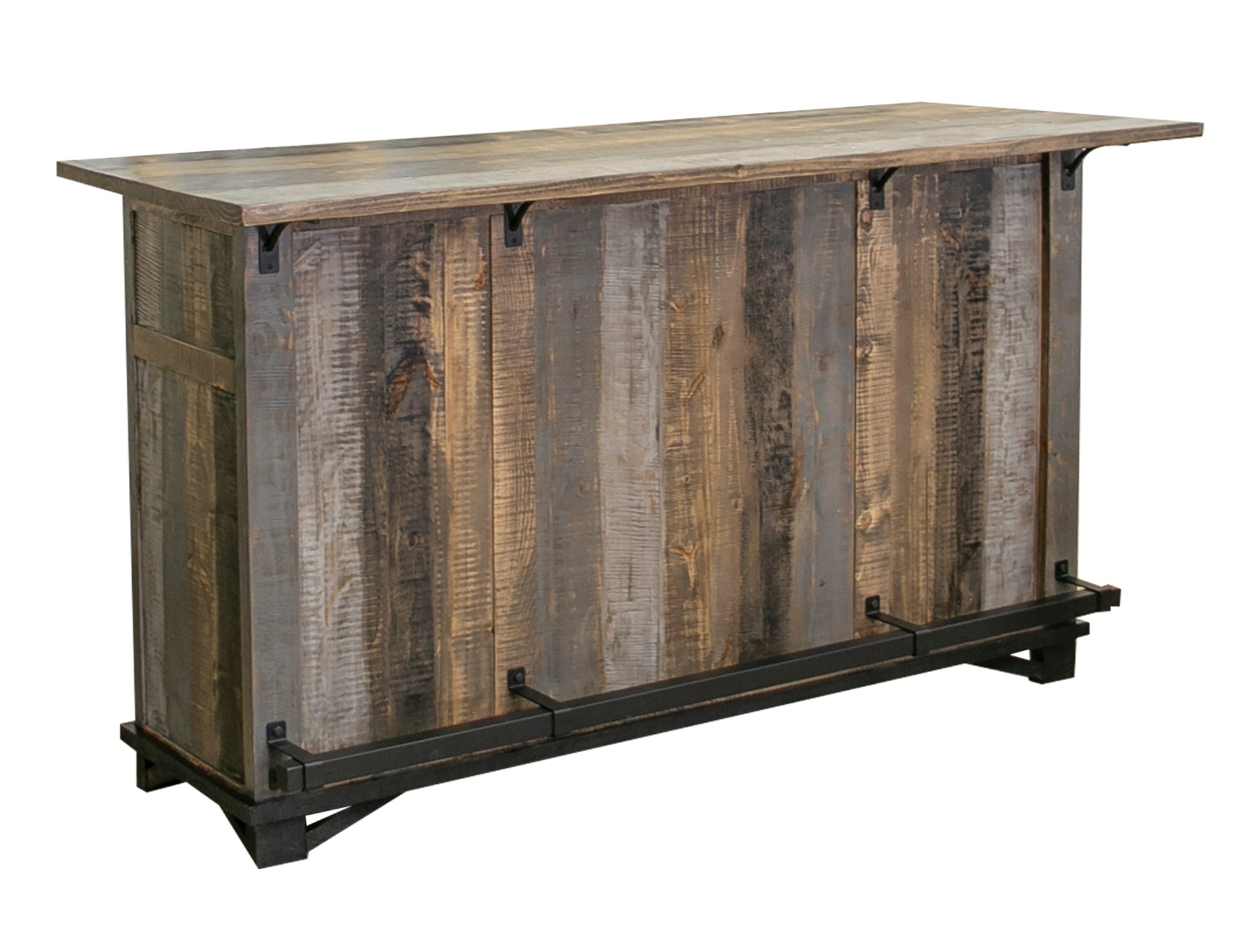 2 Drawer 2 Doors Bar - Two Tone Gray & Brown