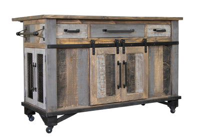 3 Drawer 6 Doors Kitchen Island - Two Tone Gray & Brown