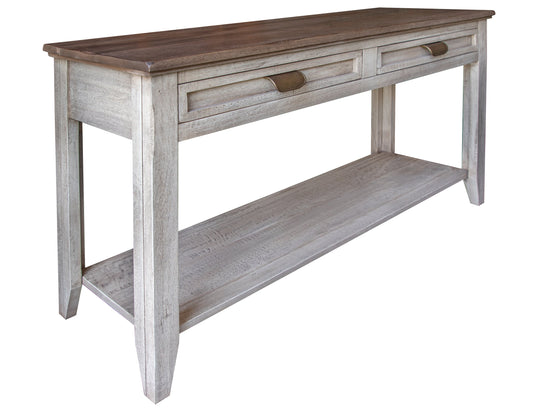 2 Drawer Sofa Table - Light Cream / Brown Caramel