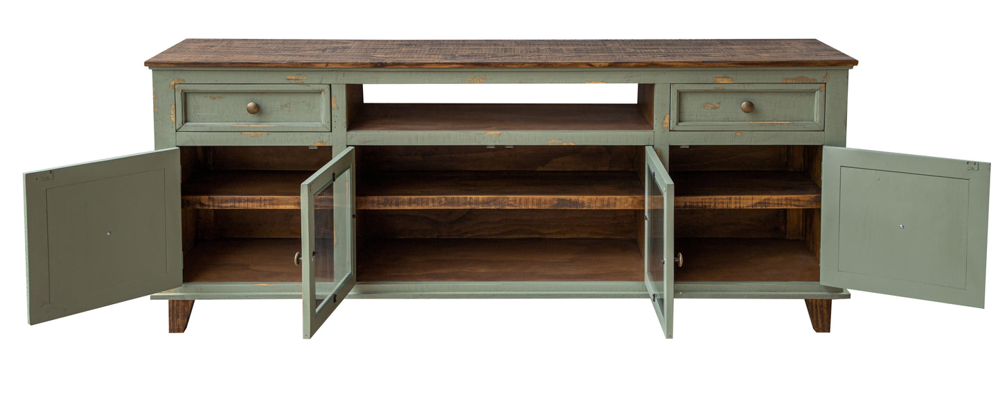 2 Drawers 4 Doors, Console - Sage Green