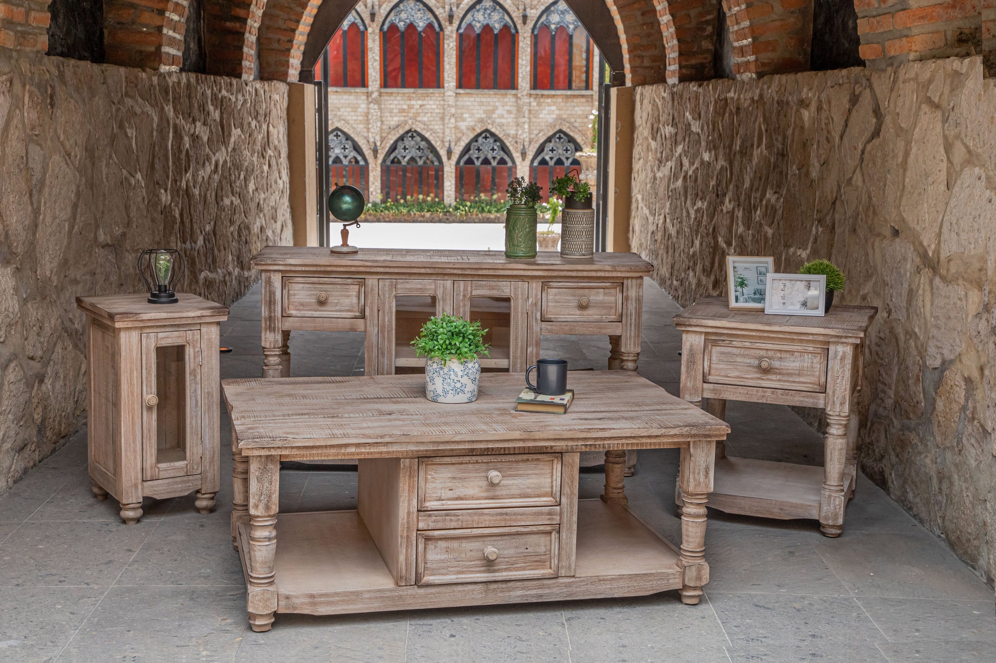 1 Door Chairside Table - Drift Sand