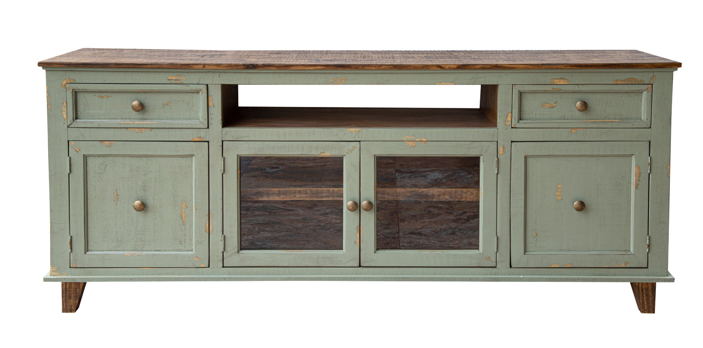 2 Drawers 4 Doors, Console - Sage Green