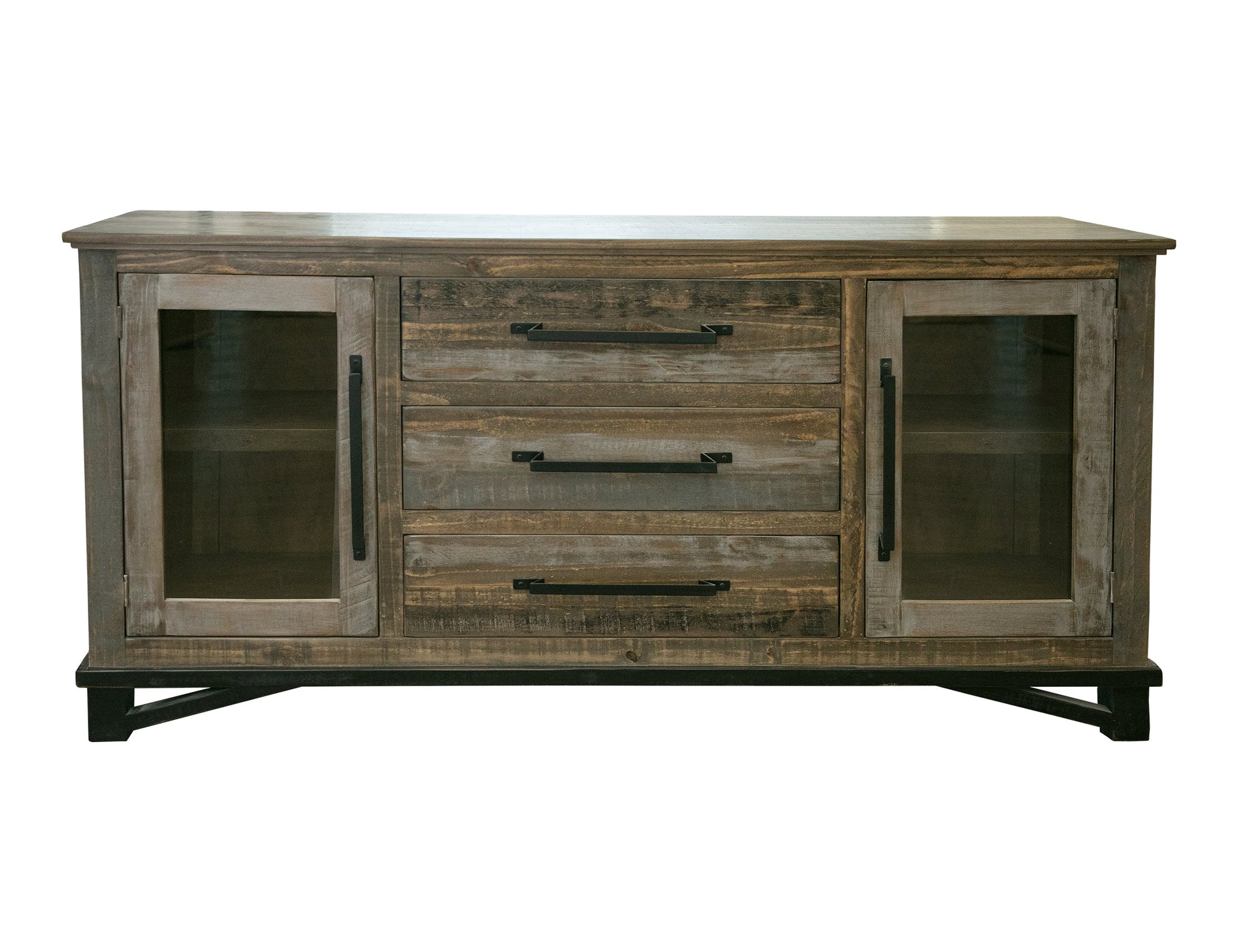 3 Drawer 2 Door Buffet - Two Tone Gray & Brown