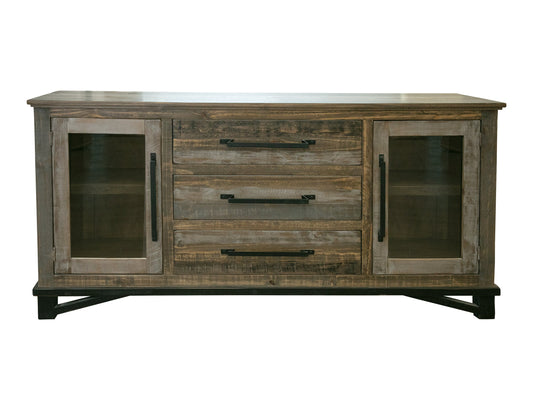 3 Drawer 2 Door Buffet - Two Tone Gray & Brown