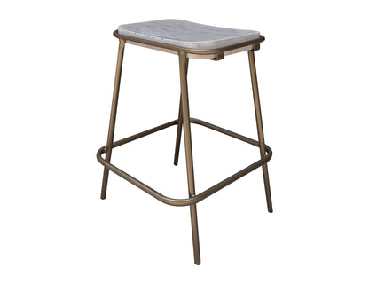 Metal Frame Wooden Seat 24" Stool - Light Cream / Golden