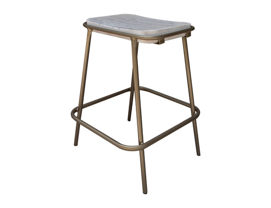 Metal Frame Wooden Seat 24" Stool - Light Cream / Golden
