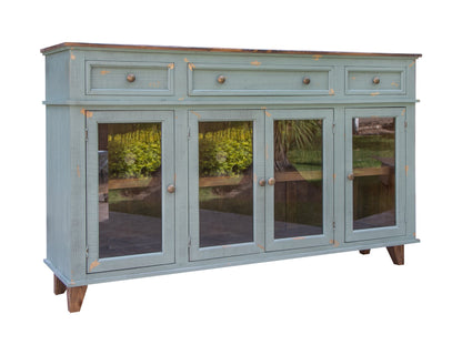 3 Drawers 4 Doors, Console - Sage Green