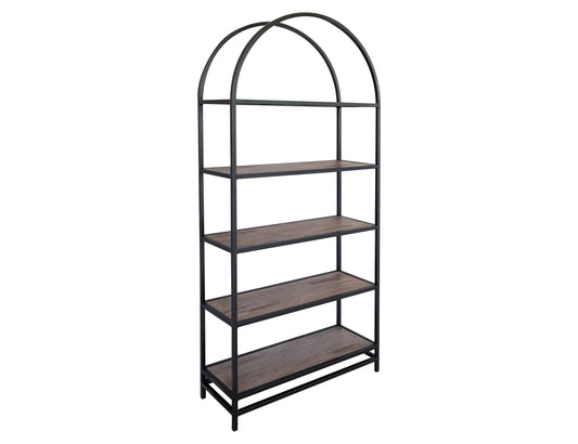 5 Shelves Metal Frame Bookcase - Truffle Brown / Oil Black