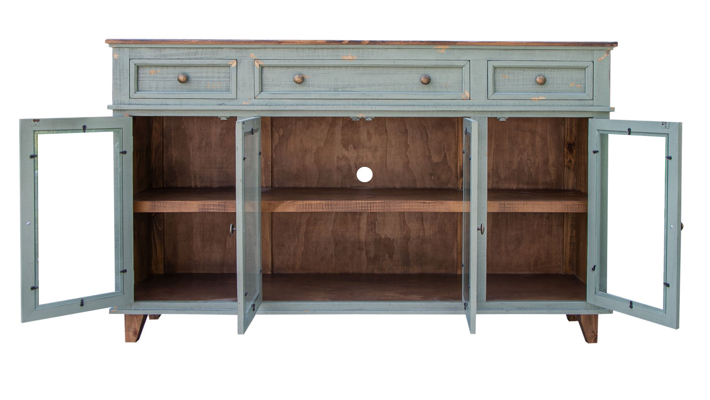 3 Drawers 4 Doors, Console - Sage Green