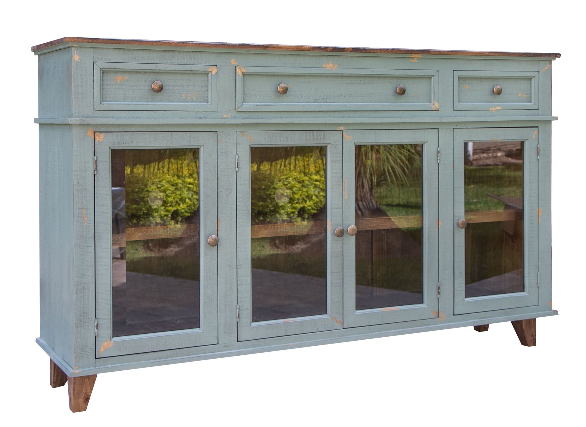 3 Drawers 4 Doors, Console - Sage Green