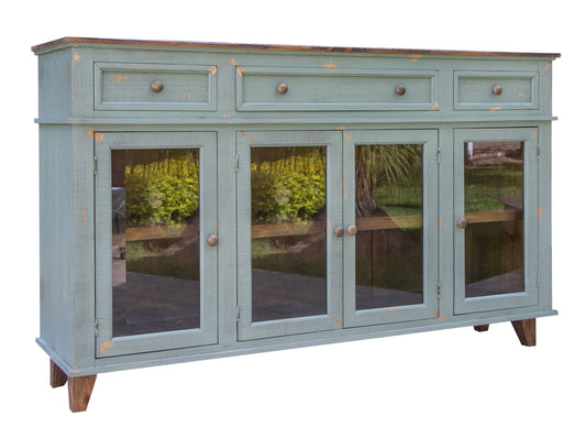 3 Drawers 4 Doors, Console - Sage Green