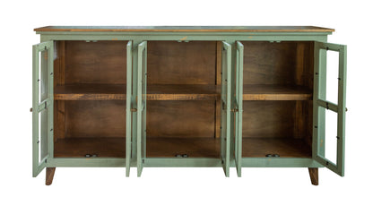 6 Glass Door Console - Sage Green