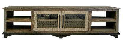 2 Door 93" TV Stand - Two Tone Gray & Brown