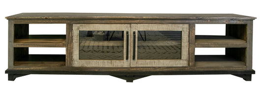 2 Door 93" TV Stand - Two Tone Gray & Brown