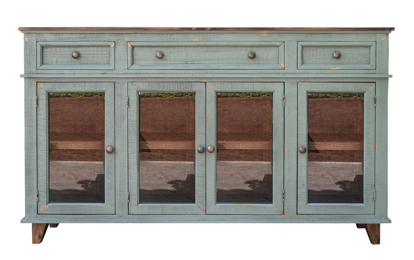 3 Drawers 4 Doors, Console - Sage Green