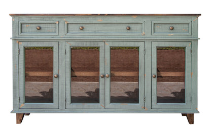 3 Drawers 4 Doors, Console - Sage Green