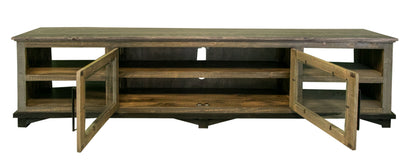 2 Door 93" TV Stand - Two Tone Gray & Brown