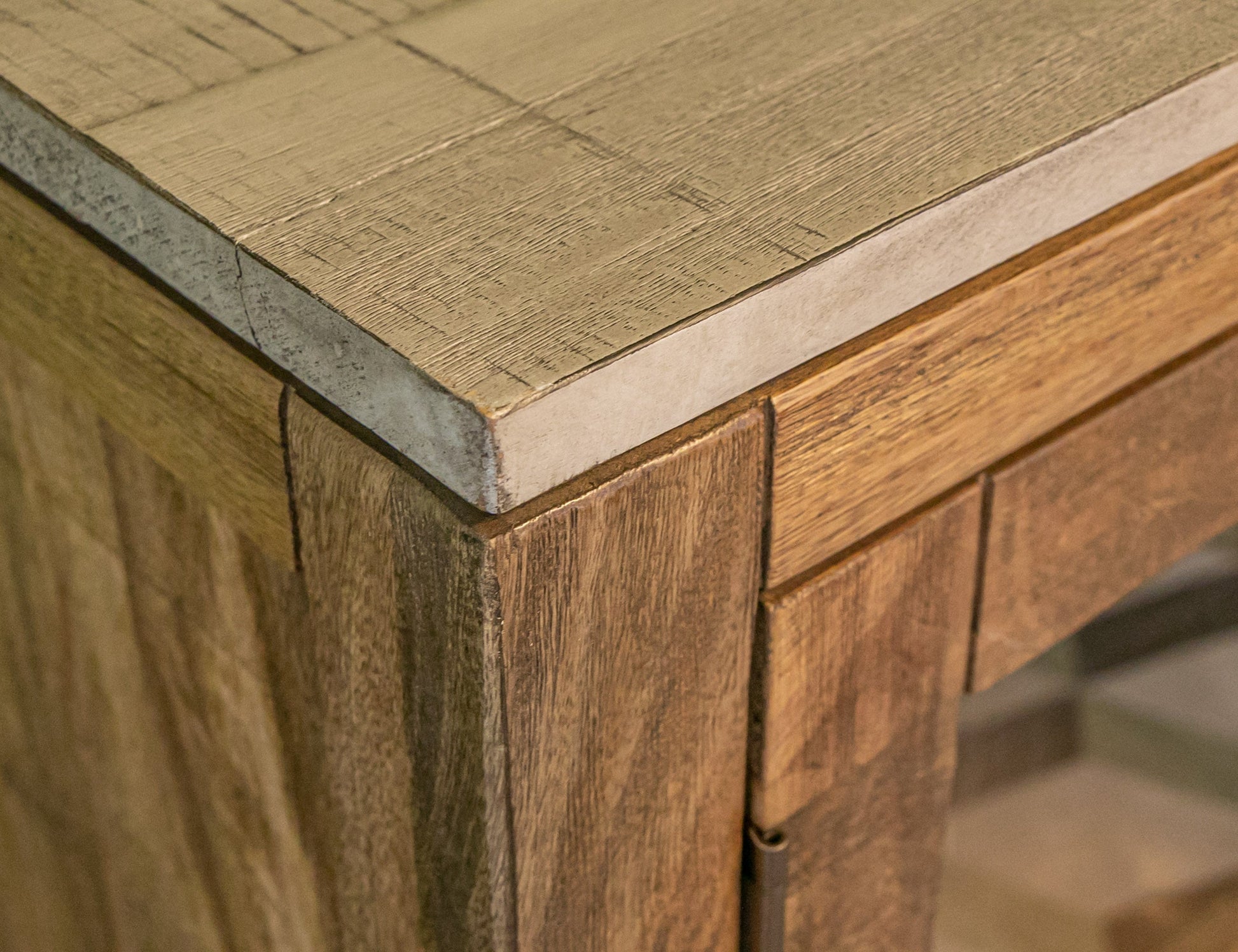 3 Glass Door Console - Golden Brown
