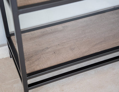 5 Shelves Metal Frame Bookcase - Truffle Brown / Oil Black