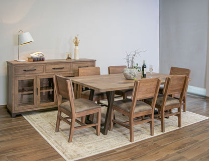 3 Drawer 4 Glass Doors Console - Brown Cappuccino