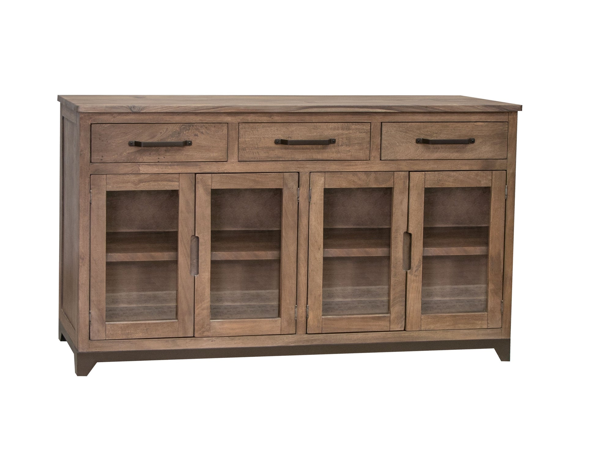 3 Drawer 4 Glass Doors Console - Brown Cappuccino