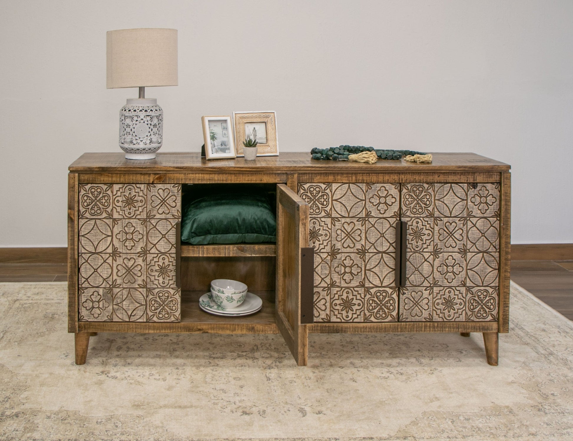4 Doors Console - Walnut Brown
