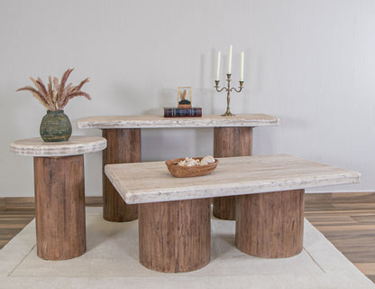 End Table - Light Cream / Brown Caramel