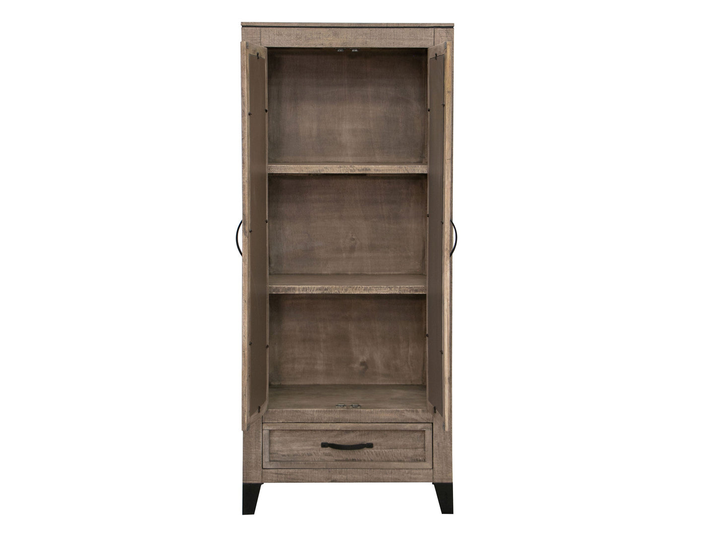 2 Door 1 Drawer Cabinet - Truffle Brown / Oil Black